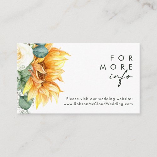 Bold Country Sunflower  Wedding Website Enclosure Card