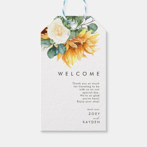 Bold Country Sunflower  Wedding Welcome Gift Tags