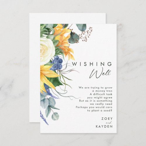 Bold Country Sunflower  Wedding Wishing Well Encl Enclosure Card