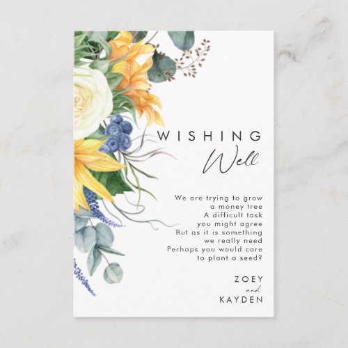 Bold Country Sunflower  Wedding Wishing Well Encl Enclosure Card