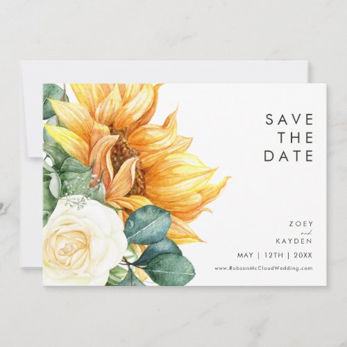 Bold Country Sunflower With Photo Horizontal Save The Date