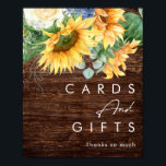 Bold Country Sunflower | Wood Cards and Gifts Poster<br><div class="desc">This bold country sunflower | wood cards and gifts poster is perfect for your simple classic boho summer backyard barn wedding. Design features a bouquet of vintage watercolor yellow gold and rustic orange sunflowers, elegant modern sage green eucalyptus greenery, and a white ivory rose. The design is ideal for a...</div>