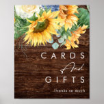 Bold Country Sunflower | Wood Cards and Gifts Poster<br><div class="desc">This bold country sunflower | wood cards and gifts poster is perfect for your simple classic boho summer backyard barn wedding. Design features a bouquet of vintage watercolor yellow gold and rustic orange sunflowers, elegant modern sage green eucalyptus greenery, and a white ivory rose. The design is ideal for a...</div>