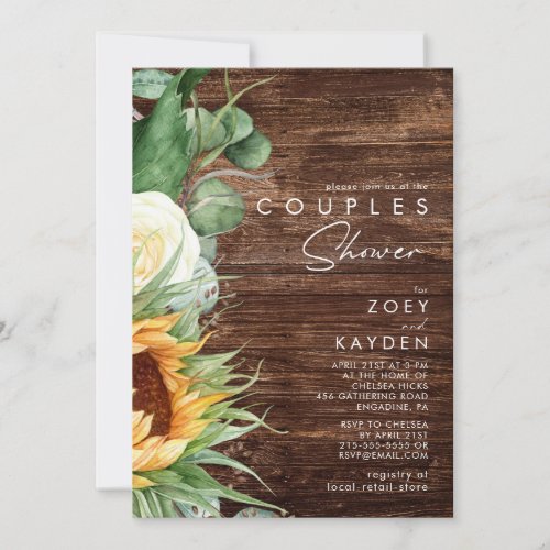 Bold Country Sunflower  Wood Couples Shower Invitation