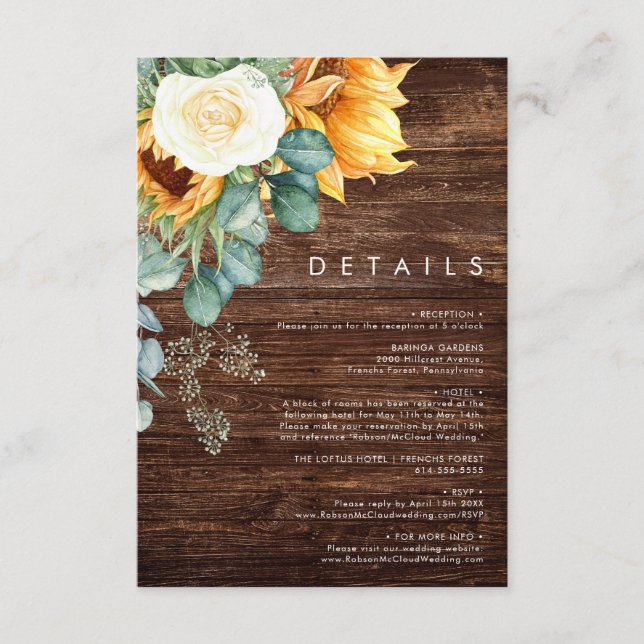 Bold Country Sunflower | Wood Details Enclosure Card (Front)