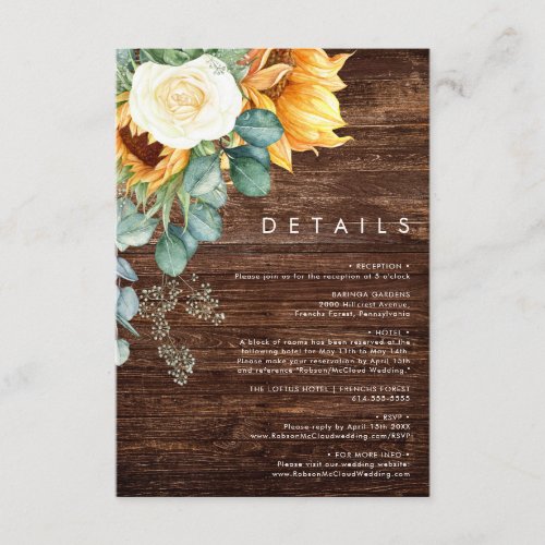 Bold Country Sunflower  Wood Details Enclosure Card