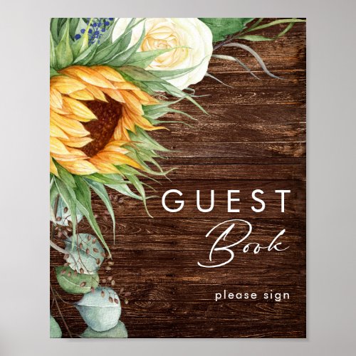 Bold Country Sunflower  Wood Guest Book Sign