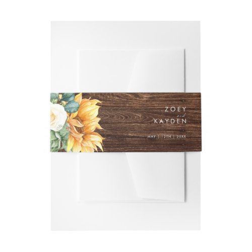 Bold Country Sunflower  Wood Invitation Belly Band