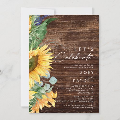 Bold Country Sunflower  Wood Lets Celebrate Invitation