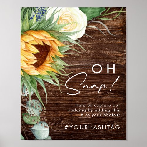 Bold Country Sunflower  Wood Oh Snap Hashtag Poster