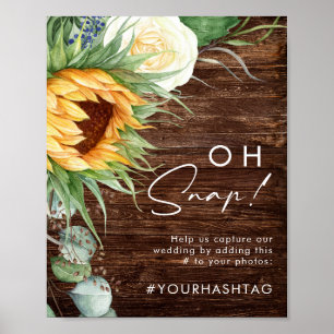 Bold Country Sunflower Wood Oh Snap Hashtag Poster