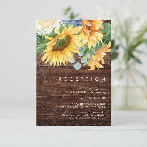 Bold Country Sunflower  Wood Reception Enclosure Card