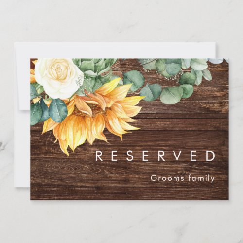 Bold Country Sunflower  Wood Reserved Sign