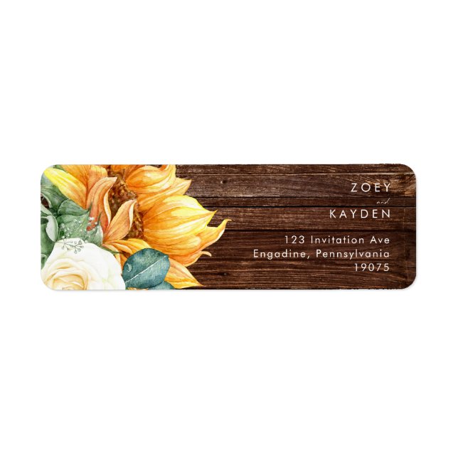 Bold Country Sunflower| Wood Return Address Label (Front)