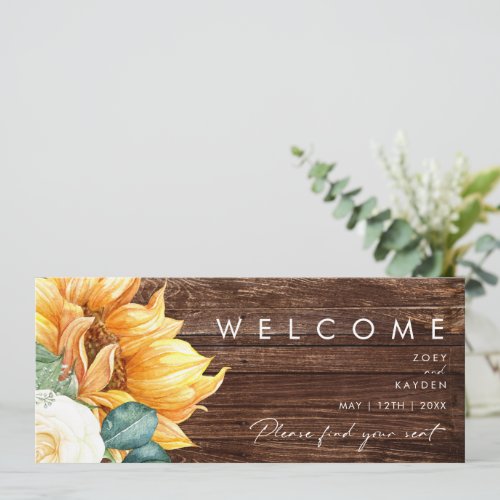 Bold Country Sunflower  Wood Seating Chart Header