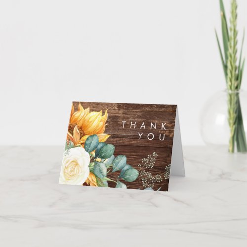 Bold Country Sunflower  Wood Thank You Card