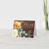 Bold Country Sunflower | Wood Thank You Card