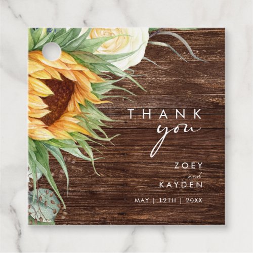 Bold Country Sunflower  Wood Thank You Favor Tags