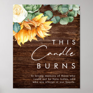 Bold Country Sunflower Wood This Candle Burns Poster