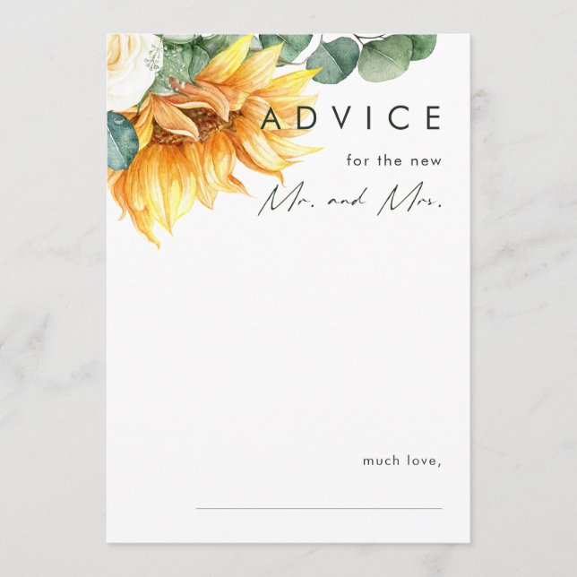 Bold Country Sunflower | Wood Wedding Advice Card (Front)