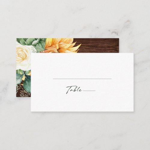 Bold Country Sunflower  Wood Wedding Place Card