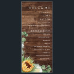 Bold Country Sunflower | Wood Wedding Program<br><div class="desc">This bold country sunflower | wood wedding program is perfect for your simple classic boho summer backyard barn wedding. Design features a bouquet of vintage watercolor yellow gold and rustic orange sunflowers, elegant modern sage green eucalyptus greenery, and a white ivory rose. The design is ideal for a casual outdoor...</div>