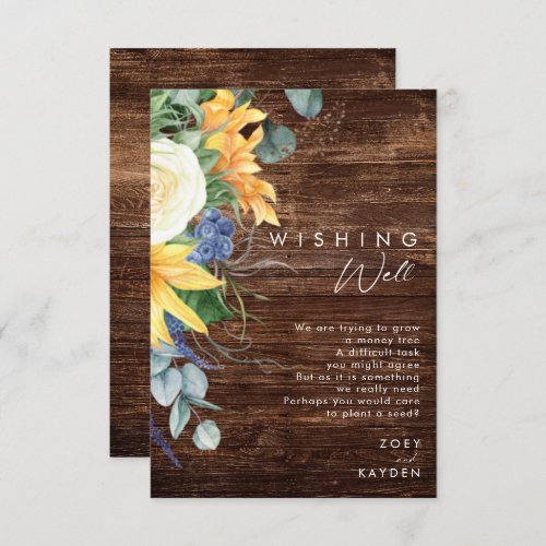 Bold Country Sunflower  Wood Wishing Well Enclosure Card