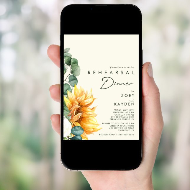 Bold Country Sunflower | Yellow Rehearsal Dinner Invitation (Front Digital)