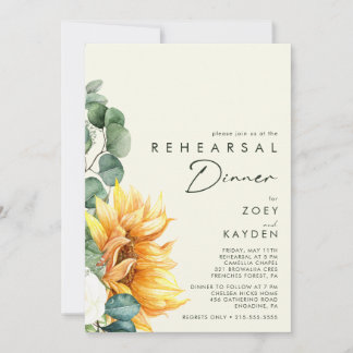 Bold Country Sunflower | Yellow Rehearsal Dinner Invitation