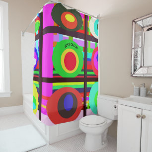 Bold, & Crazy Contemporary Artsy Circles Shower Curtain