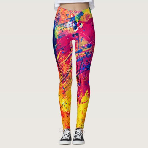 Bold Crazy Trendy Colorful  Abstract Wild Chic Leggings
