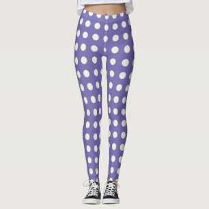 Bold Creamy White Polka Dots on Purple Leggings