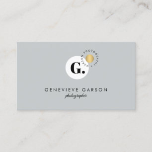 Bold Creative Monogram Logo Gray Social Media Business Card