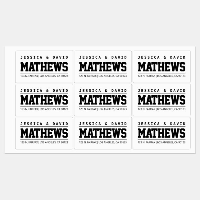 Bold Creative Stylish Black & White Waterproof Labels (Sheet)