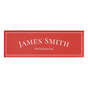 Bold Crimson Red Modern Minimalist Business Name Tag