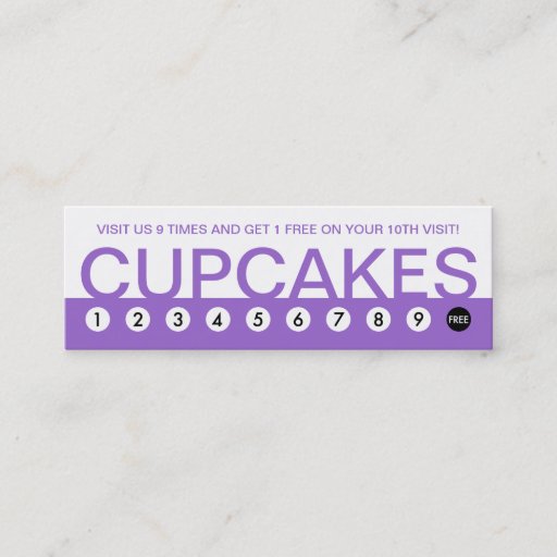 Customizable bold CUPCAKES customer loyalty Business Card Template