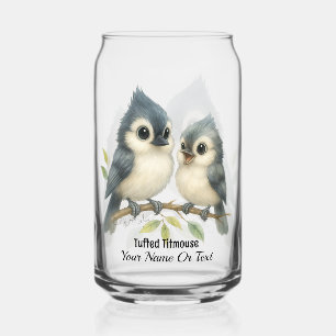 Bold Curious Tufted Titmouse Can Glass