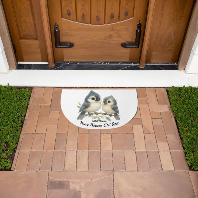 Bold Curious Tufted Titmouse Doormat (Outdoor)