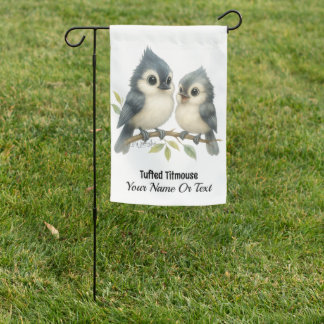 Bold Curious Tufted Titmouse Garden Flag