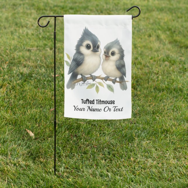 Bold Curious Tufted Titmouse Garden Flag (In SItu)