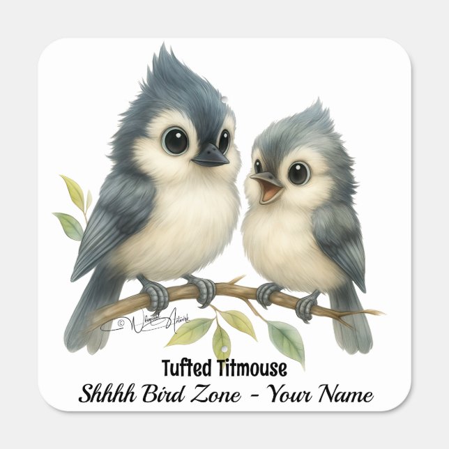 Bold Curious Tufted Titmouse Metal Sign (Front)