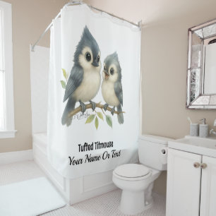 Bold Curious Tufted Titmouse Shower Curtain