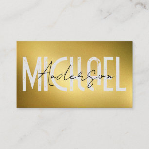 Bold Cursive Text Gold Texture Business Card