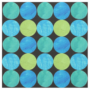 Bold Custom Blue Green Black Circles Fabric