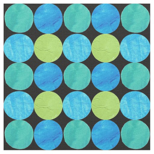 Bold Custom Blue Green Black Circles Fabric