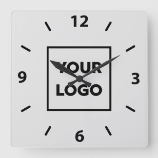 Bold Custom Business Logo on Grey Square Wall Clock
