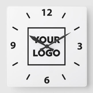 Bold Custom Business Logo on White Background Square Wall Clock