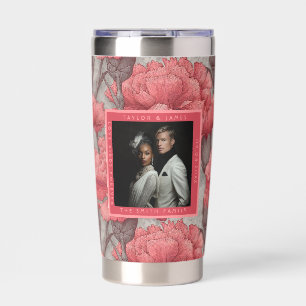 Bold Custom Carnation Themed Outdoor Wedding Insulated Tumbler