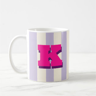 Bold Custom Initial, Personalized Striped Coffee Mug