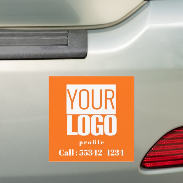  bold custom logo in neon  orange  car magnet (In Situ)